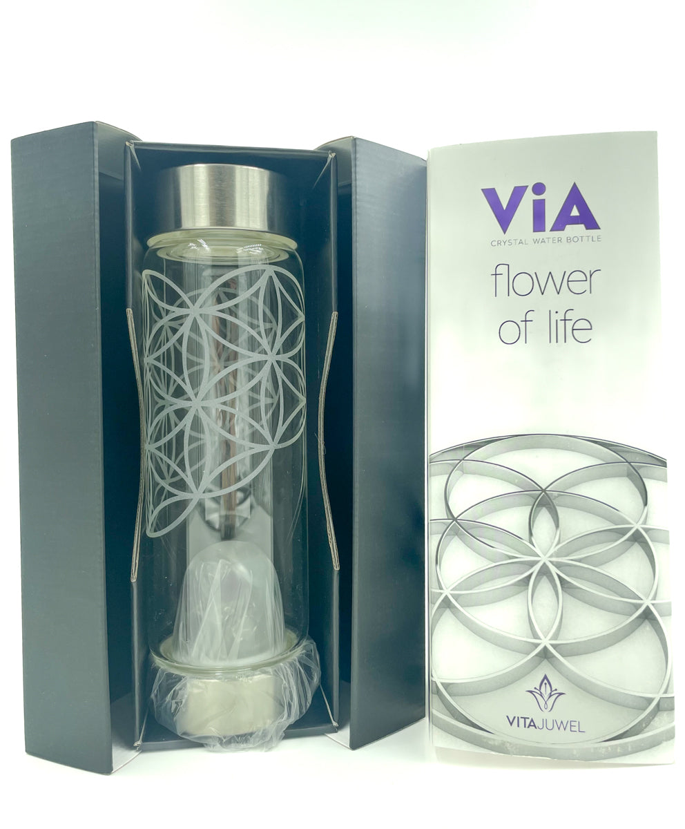 Via Flower of Life Crystal Water Bottle